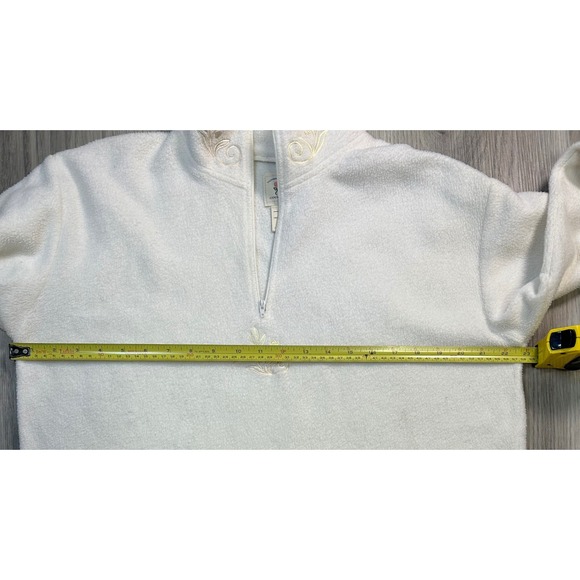 Vintage Victorias Secret Country Fleece Pullover Embroidered Flowers Cream M - Picture 6 of 6